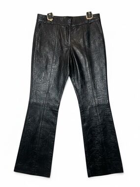 Poleci Embossed Leather Pants Black Low Rise Straight Leg NWOT XS/S